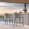 PURPLE LEAF Outdoor Bar Stools Set of 2 Patio Wicker Modern High Bar Chairs Metal Cushioned Barstools with Backs and Ergonomic Armrest - 2 of 4