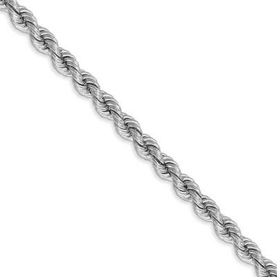Black Bow Jewelry 4mm, 14k White Gold, Handmade Solid Rope Chain Bracelet