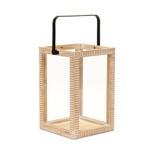 Cheung's Abner Ridge Patterned Wood Lantern & Handle - Large - 1 of 4