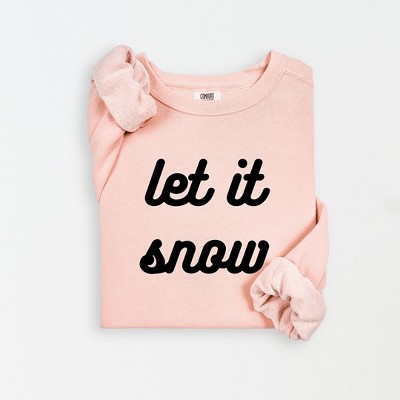 Simply Sage Market Women's Lightweight Garment Dyed Graphic Sweatshirt Let It Snow Bold Cursive