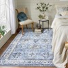 Machine Washable Vintage Floral Area Rug Ultra Thin Non Slip Carpet Stain Resistant Floral Printed  Floor Mat for Living Room Bedroom Kitchen - 3 of 4