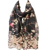 Wrapables Lightweight Vintage Floral Bird Print Long Scarf Wrap, Black - 4 of 4