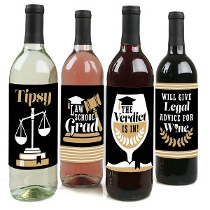 Big Dot of Happiness Law School Grad - Future Lawyer Graduation Party Decorations for Women and Men - Wine Bottle Label Stickers - Set of 4 - 1 of 4