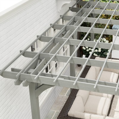 Gray Fir Wood Outdoor Pergola with Triple-Level Canopy