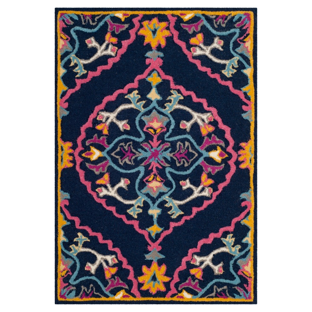 2'x3' Medallion Tufted Accent Rug Navy - Safavieh