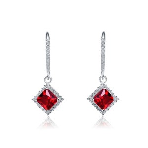 Guili Sterling Silver Dangle Earrings with Vibrant Colored Cubic Zirconia Stones, Perfect for Making a Bold Fashion Statement and Adding Glamour - 1 of 3
