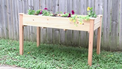 Light Brown Fir Wood Elevated Garden Planter Box