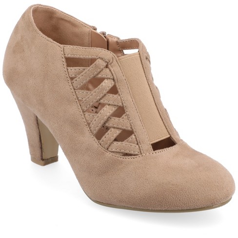 Taupe block heel outlet booties