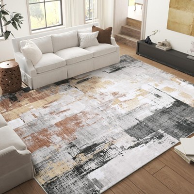 Abstract Rug  Indoor Abstract Machine Washable Rugs Low Pile Area Rugs for Living Room Non Slip Stain Resistant Modern Carpet for Bedroom Dining Room