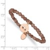 Chisel Stainless Steel Polished Rose IP-plated XO 4mm Brown Jade Beaded Stretch Bracelet - 3 of 3