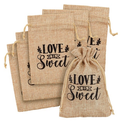 1pc Simple Heart Design Burlap Drawstring Gift Bag, Bracelet/hand