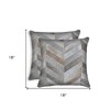 HomeRoots Set of Two 18" Gray Cowhide Chevron Throw Pillows - 3 of 4