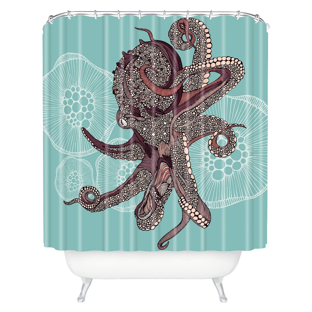 Photos - Shower Curtain Octopus Bloom  Teal - Deny Designs