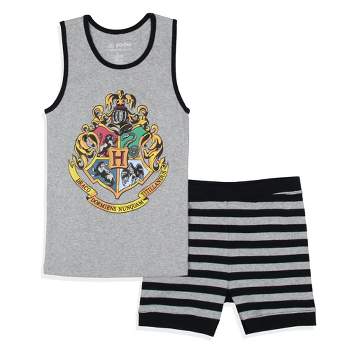 Harry Potter Girls' Hogwarts House Crest Sleep Pajama Set Tank Top Shorts Grey