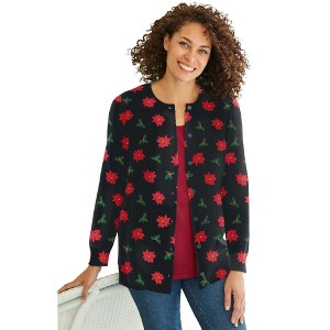 Woman Within Plus Size Perfect Long-Sleeve Cardigan - 1 of 4