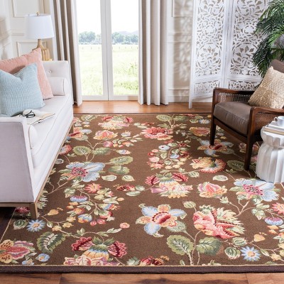 Chelsea Brown Hand-Knotted Floral Wool Area Rug