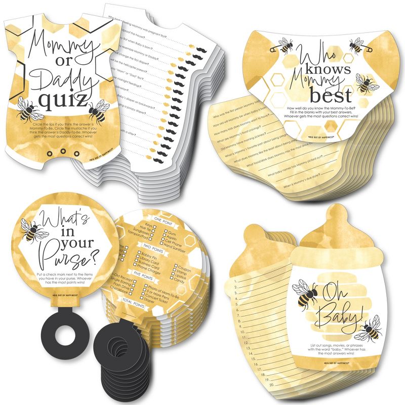 Big Dot of Happiness Little Bumblebee - 4 Baby Shower Games - 10 Cards Each - Gamerific Bundle, 1 of 9