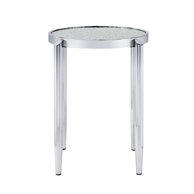 Abbe 22" Round Mirrored Glass and Chrome End Table