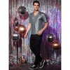Lars Amadeus Men's Metallic Shiny Nightclub V-Neck Short Sleeve Disco T-Shirt - 4 of 4