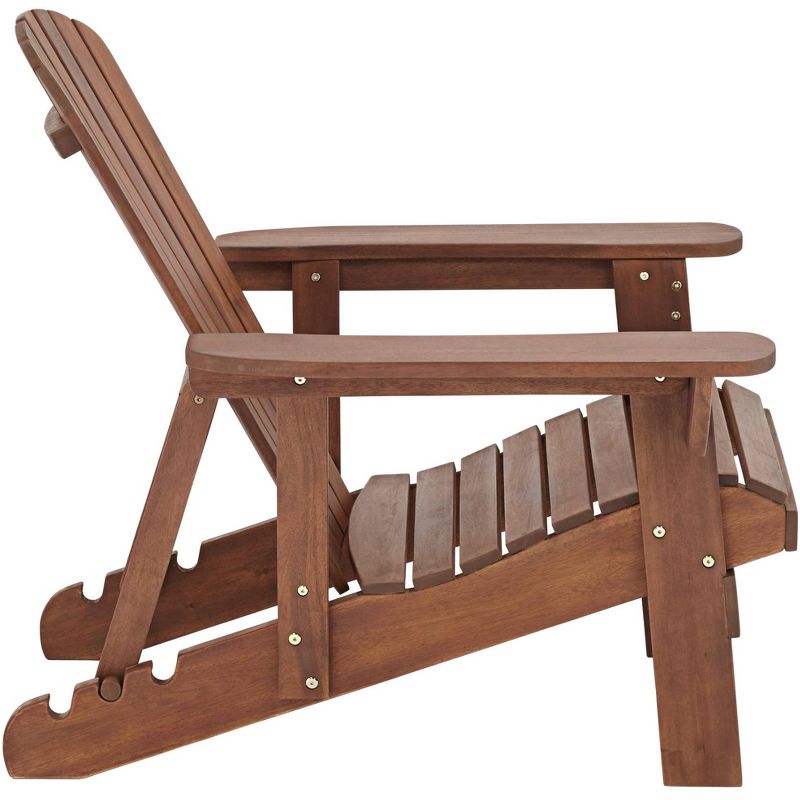 Teal Island Designs Fletcher Dark Wood Outdoor Reclining Adirondack Chairs Set of 2, 4 of 10