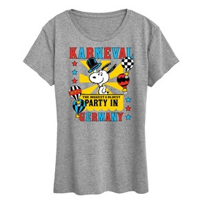 Women's - Peanuts - Karneval Biggest Oldest Party Germany Short Sleeve Graphic T-Shirt - 1 of 4