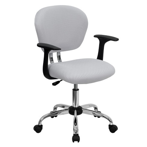 Mid-Back Gray Mesh Padded Swivel Task Office Chair with Chrome Base