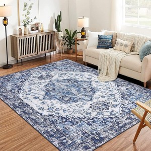 Vintage Area Rugs, Washable Rugs for Living Room, Rubber Backed Non-Slip Low Pile Soft Rugs, Kitchen Rugs, Vintage Rugs, Dining Room Rugs - 1 of 4
