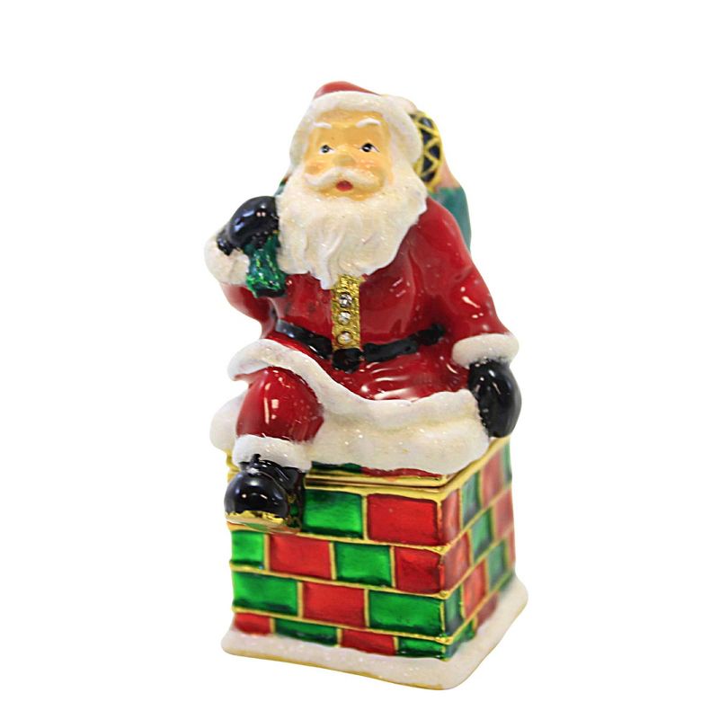 Kubla Craft 2.5 Inch Santa In Chimney Box Presents Enameled Santa Figurines, 1 of 4