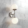 Possini Euro Design Oso Mid Century Modern Wall Light Sconce Brushed Nickel 6" 2-Light Fixture Opal Glass for Bedroom Bathroom Vanity Living Room Home - 2 of 4