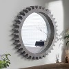 DOMETOUR Vintage 42'' Round Gear-Shaped Wood Mirror, Antique Bark Brown, Decorative for Bathroom, Living Room, Entryway. - 3 of 4