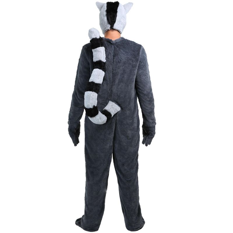 HalloweenCostumes.com Men's Lemur Jumpsuit Costume wtih 3D Face, 2 of 3