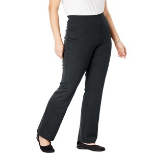 Woman Within Petite Stretch Ponte Knit Pull-On Bootcut Pants - 1 of 4