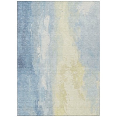 HomeRoots 10' X 14' Denim Blue And Beige Abstract Washable Indoor Outdoor Area Rug