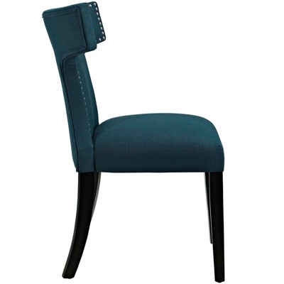 Azure Elegance Upholstered Side Chair with Tapered Wood Legs