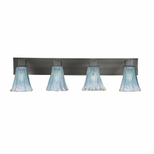 Toltec Lighting Apollo 4 - Light Vanity in  Graphite with 5.5" Fluted Teal Crystal  Shade - 1 of 1