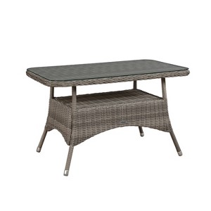 Monaco Cocktail Table: Alaterre Furniture, All-Weather Wicker, Aluminum Frame, Tempered Glass Top - 1 of 4