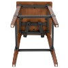 Merrick Lane Bar Height Dining Stools with Steel Supports and Footrest in Walnut Brown - Set Of 2 - 3 of 4