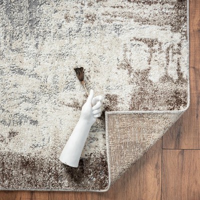 8' x 10' Brown Abstract Synthetic Area Rug