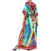HAPPY BAY Women's Summer African Beach Maxi Slit Dresses Caftan Loungewear Dashiki Print Long Cover up Caftans for Women One Size Metallic, Stripes - 3 of 4