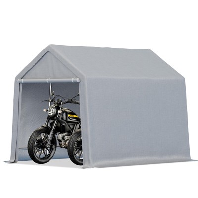 Heavy Duty Outdoor Storage Shed - Roll-Up Zipper Door, Waterproof Tent Shelter for Motorcycle, Bike, Car, Garden Tools, Grey