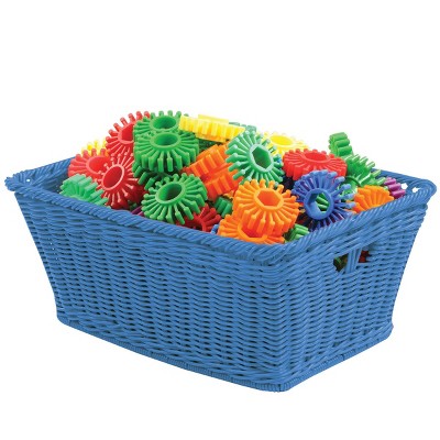 Kaplan Early Learning Small Plastic Wicker Baskets - Blue - Set of 10