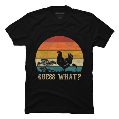 Men's Design By Humans Retro Guess What? Chicken Behind By Chos T-Shirt