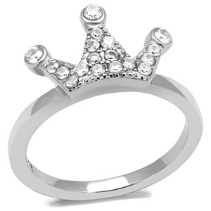 Slickblue Polished Silver Stainless Steel Women's Ring with Clear Cubic Zirconia, Size 5-10 - 1 of 4
