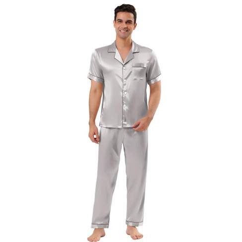 Summer Pajamas 3XL Men Silk Satin Pullover Shorts 2 Piece Set Sleepwear Man  Pajama Home Clothes
