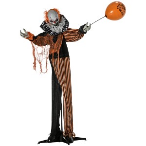 Outsunny 65.25" Life Size Outdoor Halloween Decorations Talking Circus Clown with Balloon, Animated Prop with Sound and Motion Activated - 1 of 4