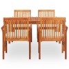 vidaXL Outdoor Dining Set Brown Solid Wood Acacia 5 Piece Set Durable - 3 of 4