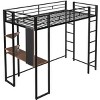 Okak 79.5IN Twin Size Metal Loft Bed with Desk, Twin Bed with 2 Shelves and 2 Ladders, Bed Frames for Bedroom, Dormitory - 3 of 4