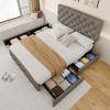 homfan Queen Upholstered Bed Frame - 4 Storage Drawers & Adjustable Headboard, Diamond Tufted Linen Platform, No Box Spring - 4 of 4