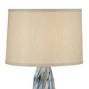 Possini Euro Design Teresa Modern Coastal Table Lamp with Round Riser 32 1/2" Tall Teal Blue Drip Ceramic Beige Drum Shade for Bedroom Living Room - 2 of 4