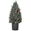DOMETOUR 18" Tall Unlit Miniature Snow-Flocked Tabletop Artificial Christmas Tree with Pine Cones and Berries Holiday Decoration - 4 of 4